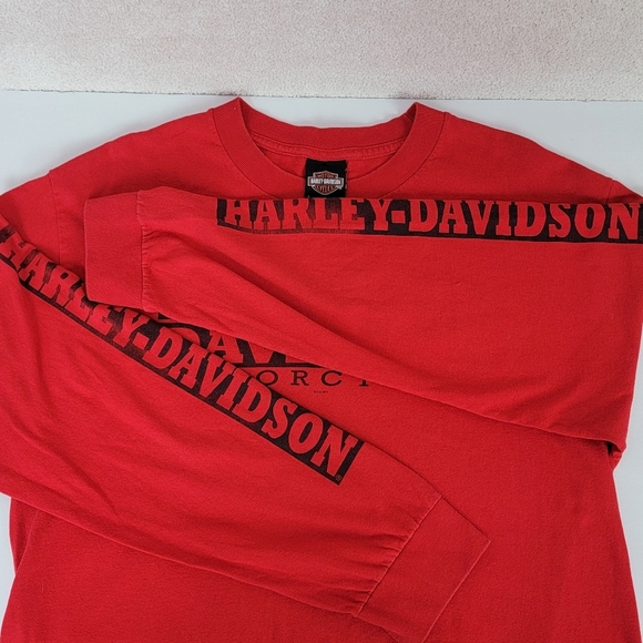 Harley Davidson Red/Black Long Sleeve El Paso TX Motorcycle Graphic T-Shirt Sz L - Picture 4 of 8
